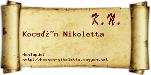 Kocsán Nikoletta névjegykártya