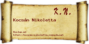 Kocsán Nikoletta névjegykártya