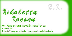 nikoletta kocsan business card
